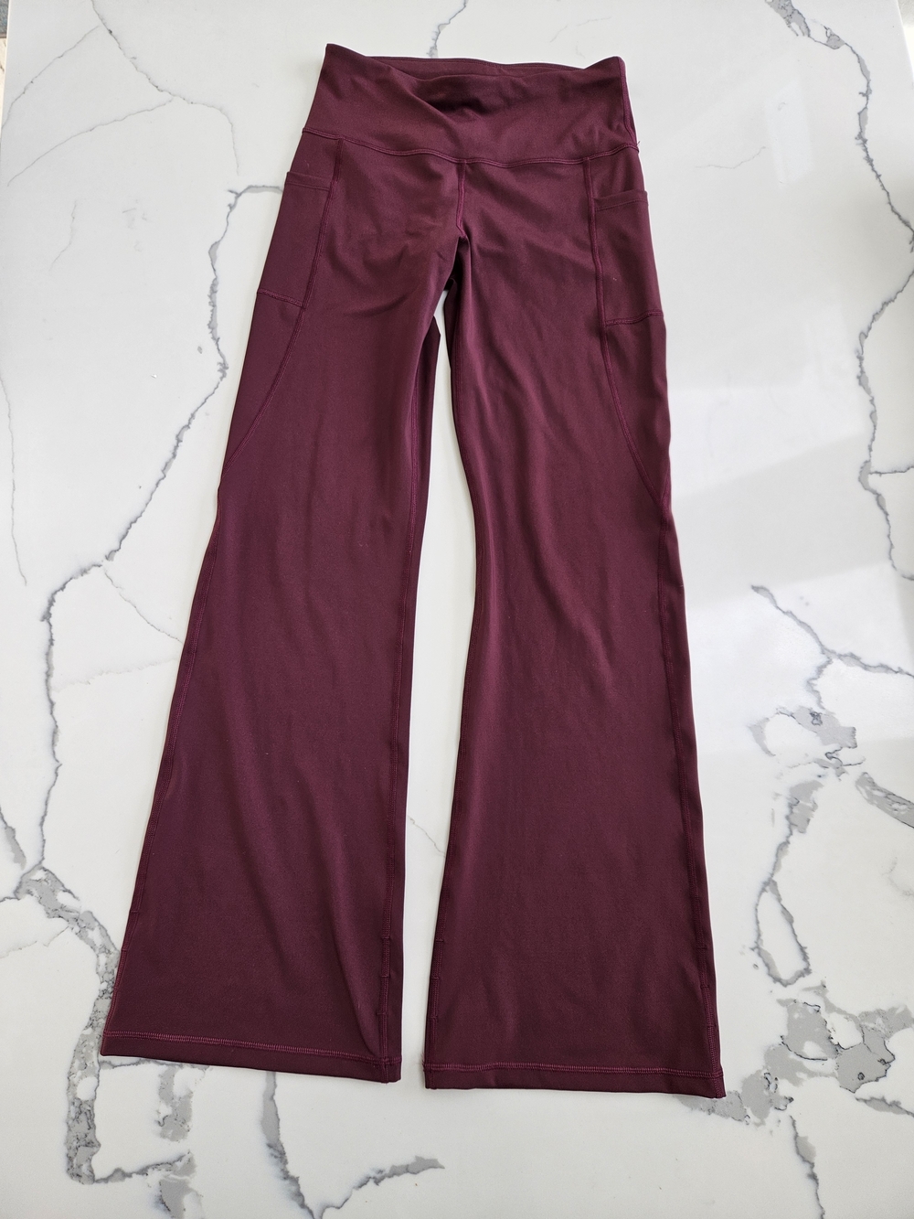 High-Waist Maroon Wide Leg Leggings for Women